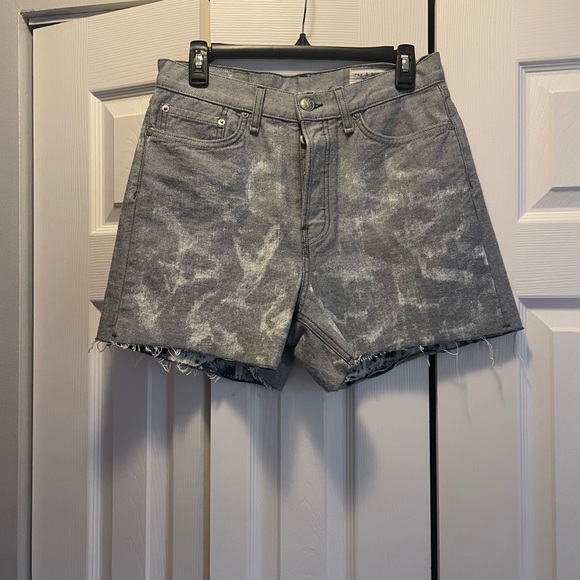 New Rag & Bone Maya High Waist Tie Dye Shorts Light Grey & white Size 28 - Picture 2 of 10